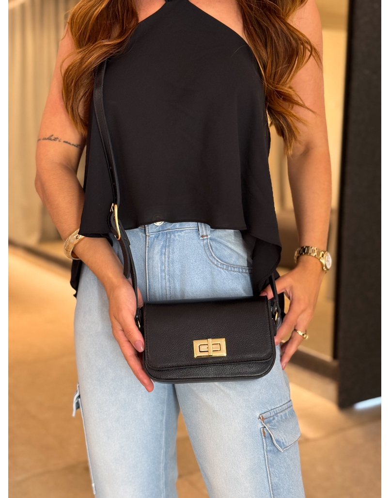Bolsa Couro Guta Preta