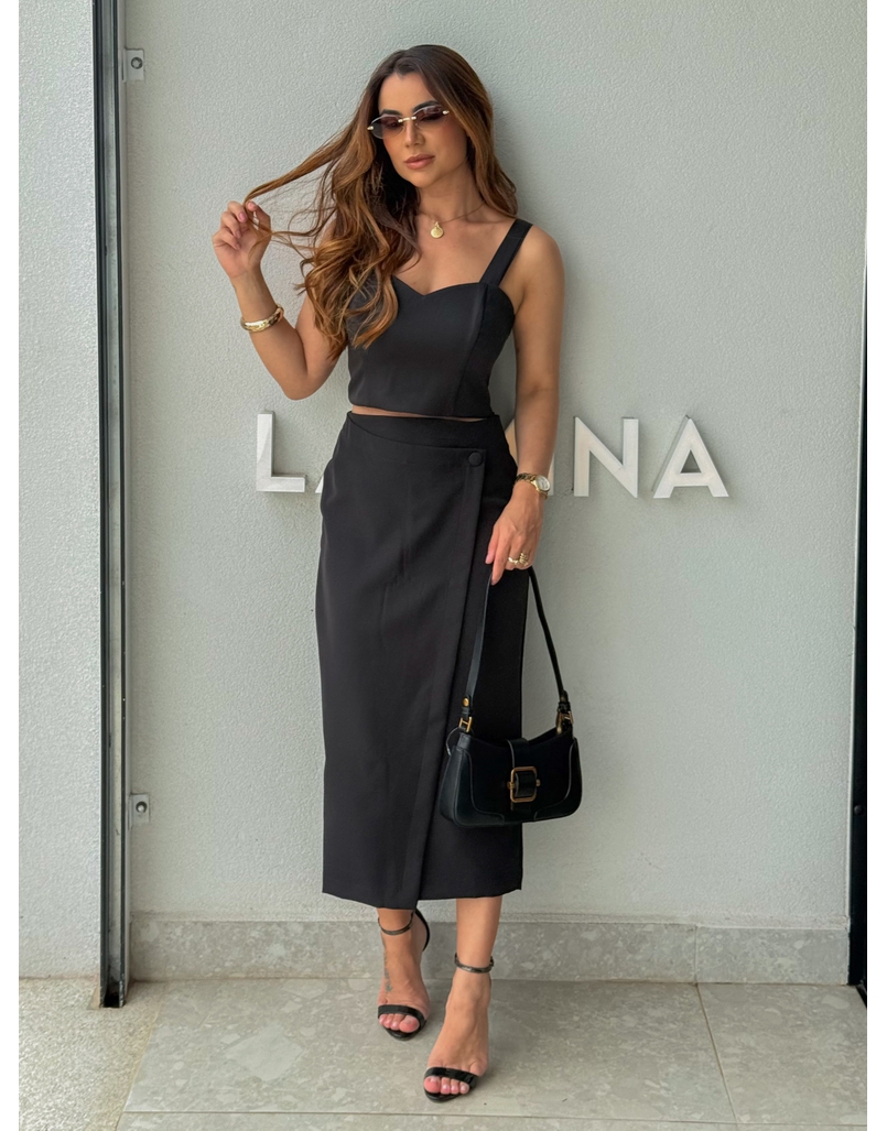 Saia Midi Mila Preta