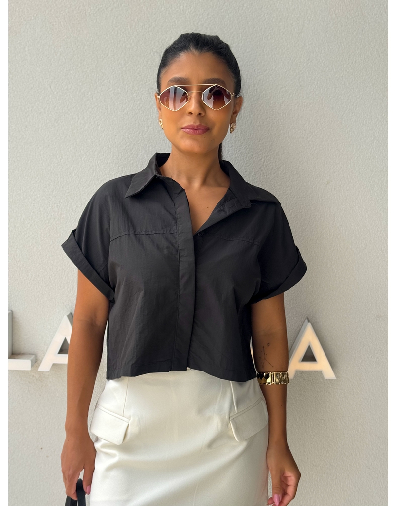 Camisa Cropped Jessica Grafite