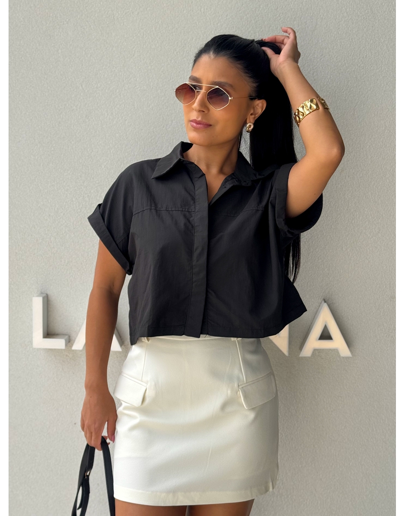 Camisa Cropped Jessica Grafite