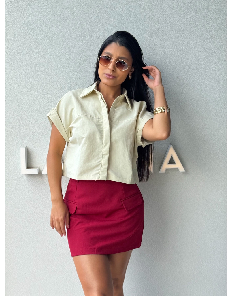 Camisa Cropped Jessica Creme
