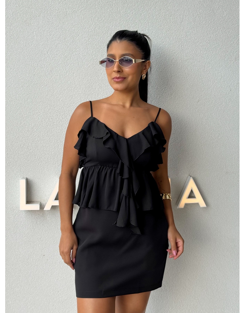 Blusa Alça Babado Solange Preto