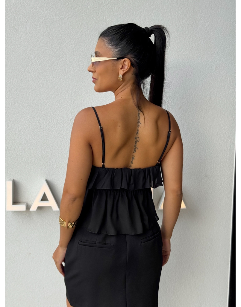 Blusa Alça Babado Solange Preto