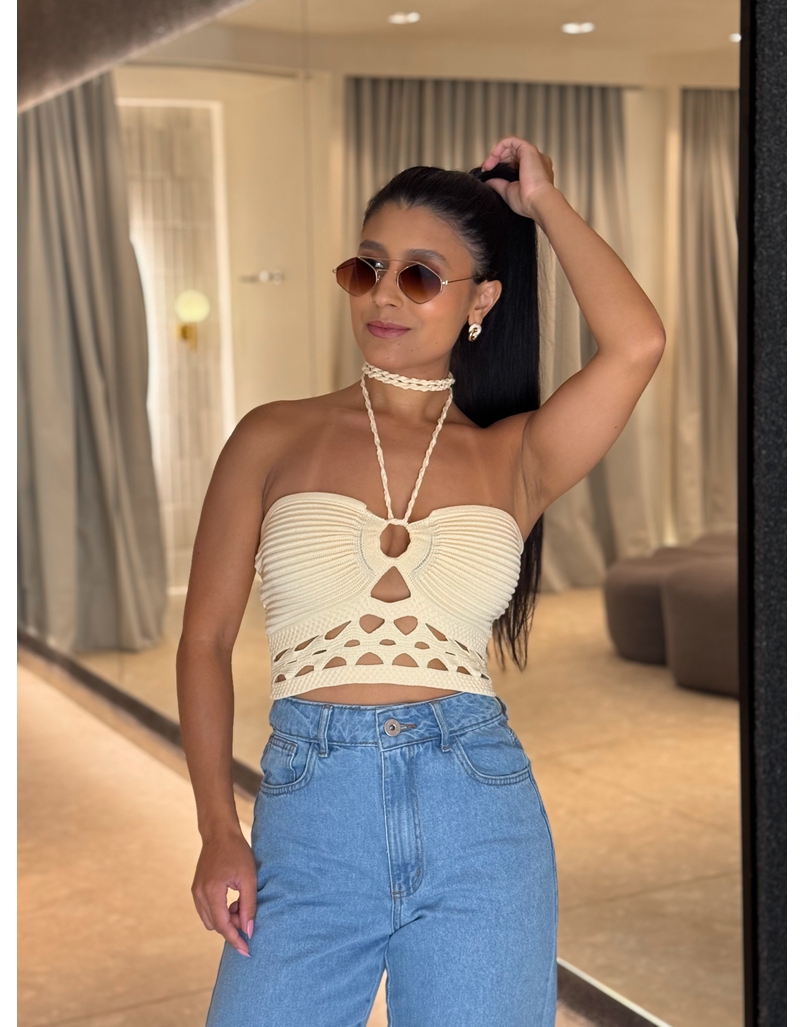 Blusa Tricot Simaria Manteiga