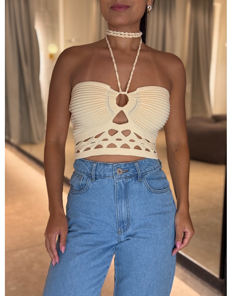 Blusa Tricot Simaria Manteiga