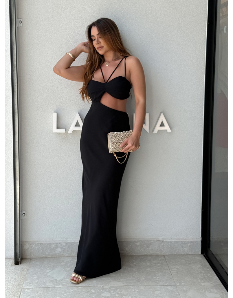 Vestido Midi Liso Briana Preto