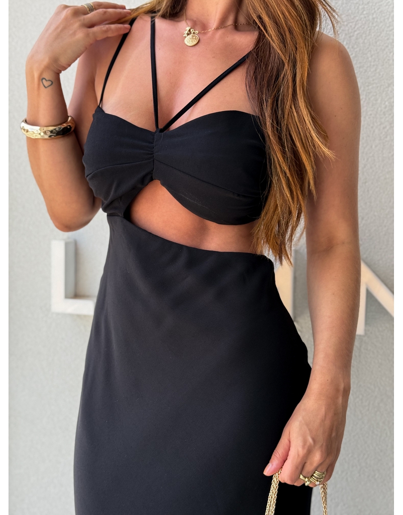 Vestido Midi Liso Briana Preto