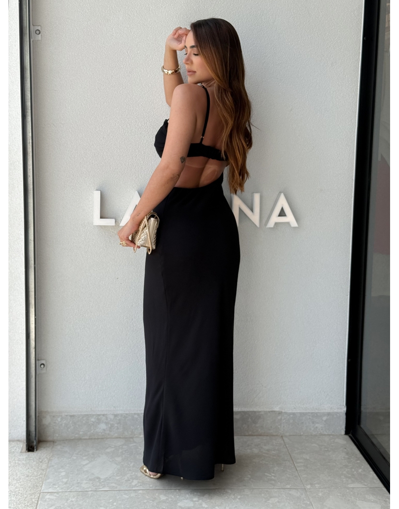 Vestido Midi Liso Briana Preto