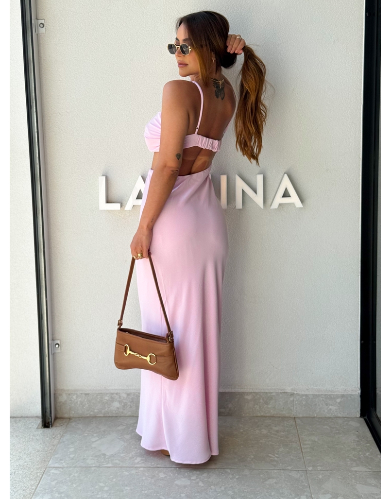 Vestido Midi Liso Briana Rosa