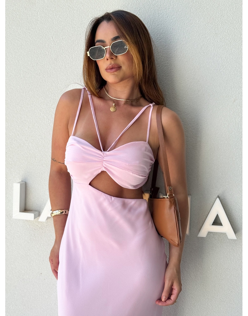 Vestido Midi Liso Briana Rosa