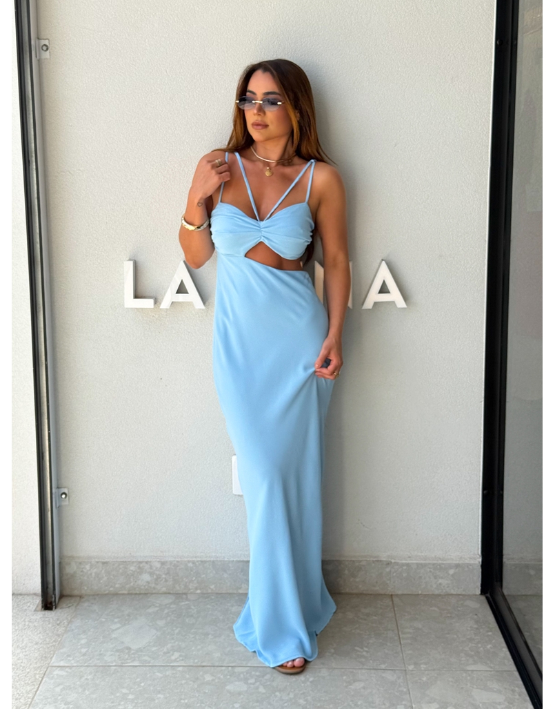 Vestido Midi Liso Briana Azul