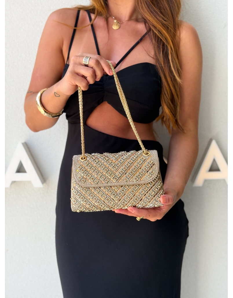 Bolsa Brilho Nara Dourada