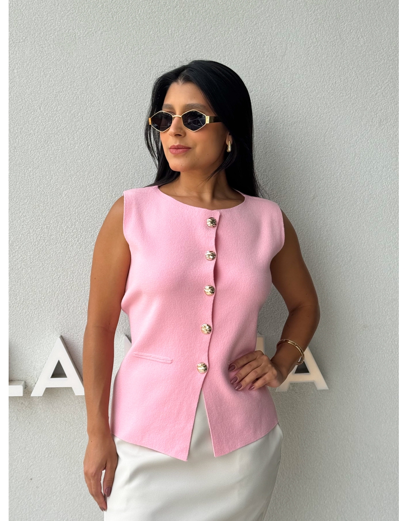 Colete Tricot Mara Rosa