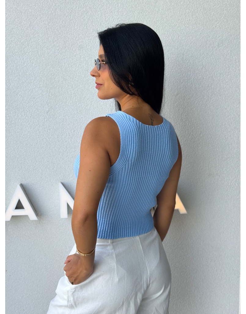 Cropped Tricot Celinne Azul Bebê 