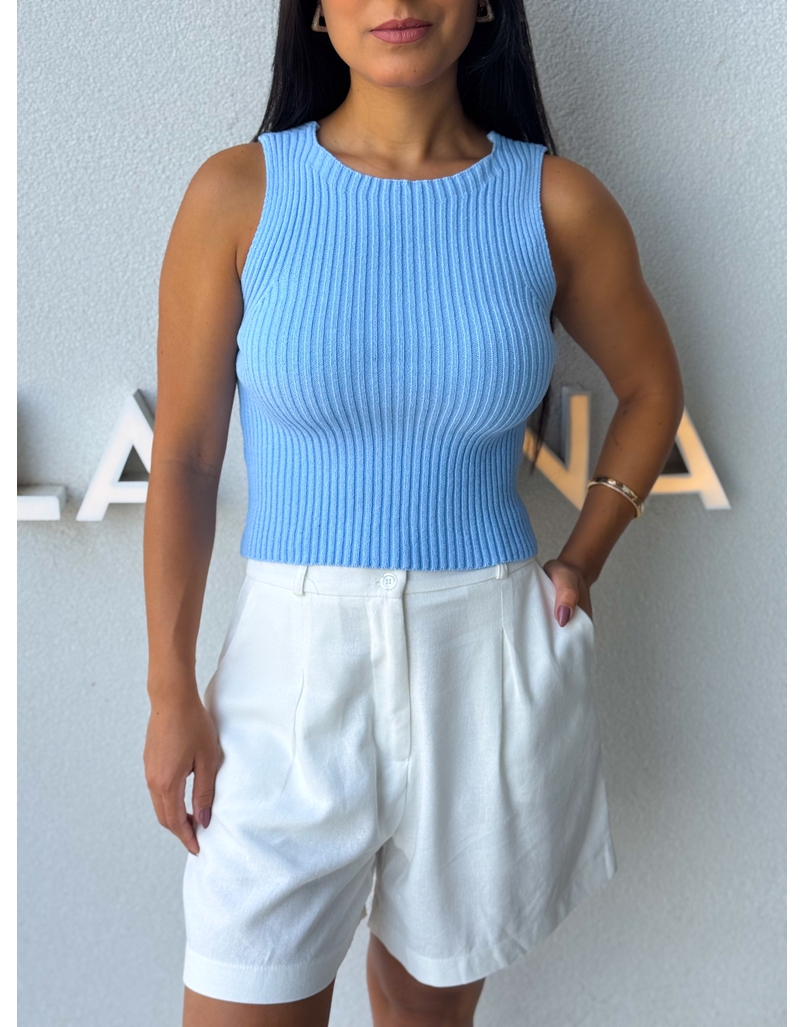 Cropped Tricot Celinne Azul Bebê 
