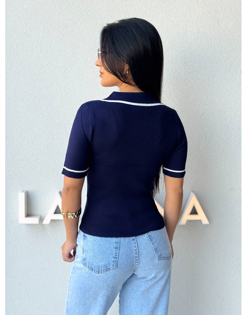 Blusa Gola Polo Leda Marinho