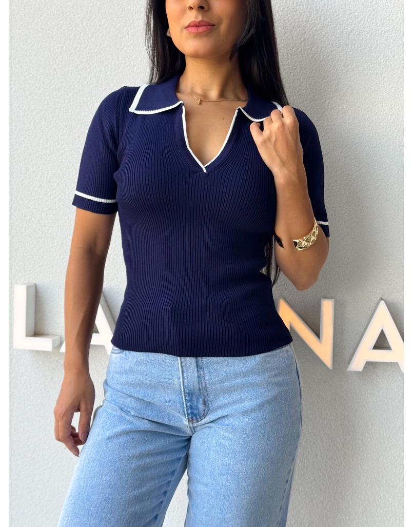 Blusa Gola Polo Leda Marinho