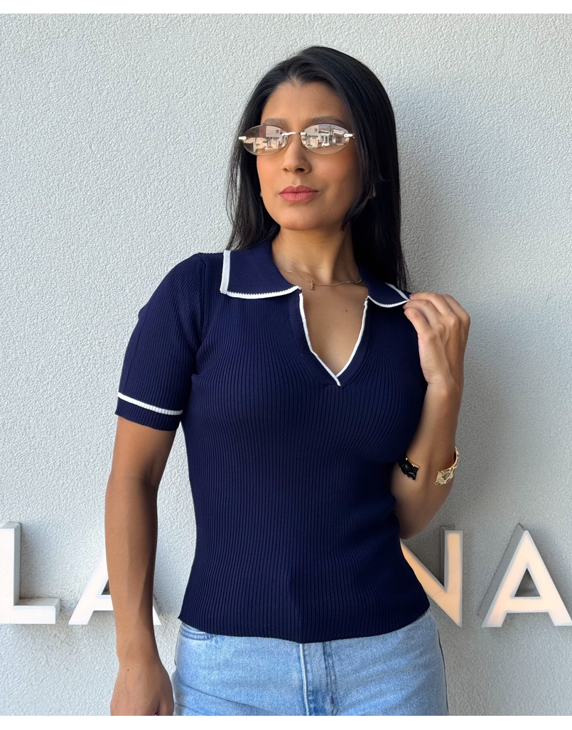 Blusa Gola Polo Leda Marinho