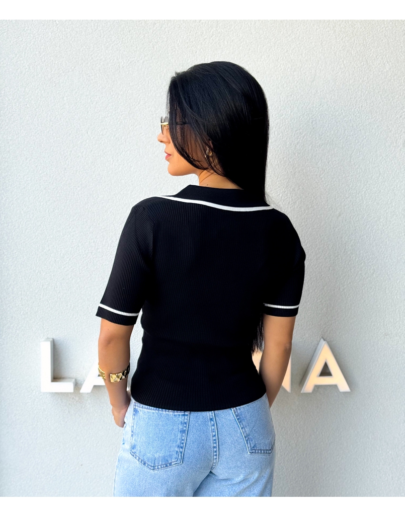 Blusa Gola Polo Leda Preta