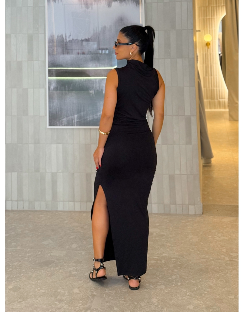 Vestido Midi Franzido Suplex Preto
