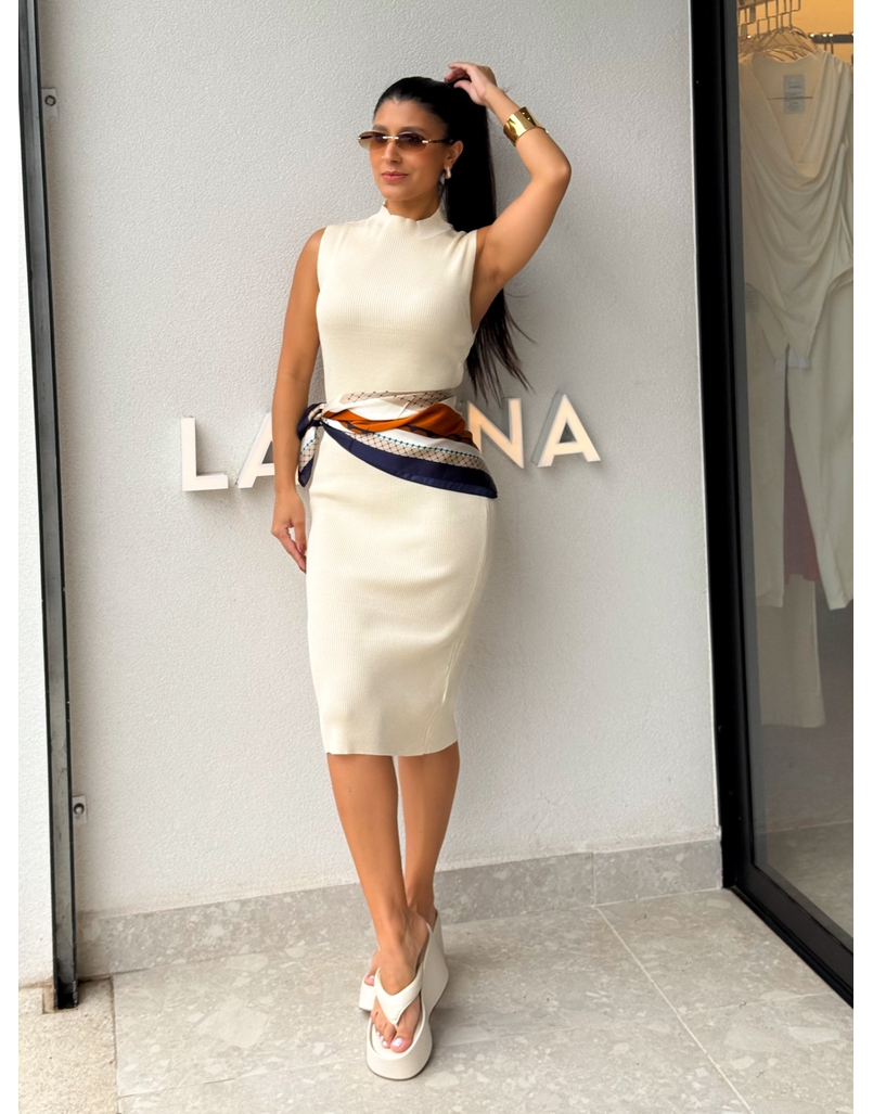 Vestido Tricot Valéria Areia