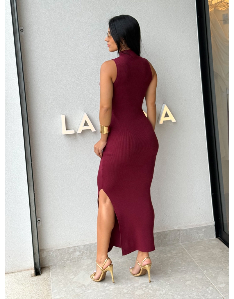 Vestido Midi Tricot Simone Cereja