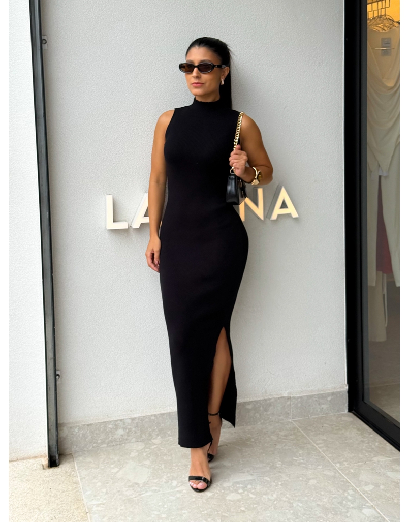 Vestido Midi Tricot Simone Preto 