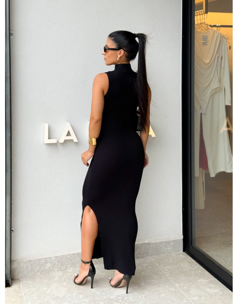 Vestido Midi Tricot Simone Preto 