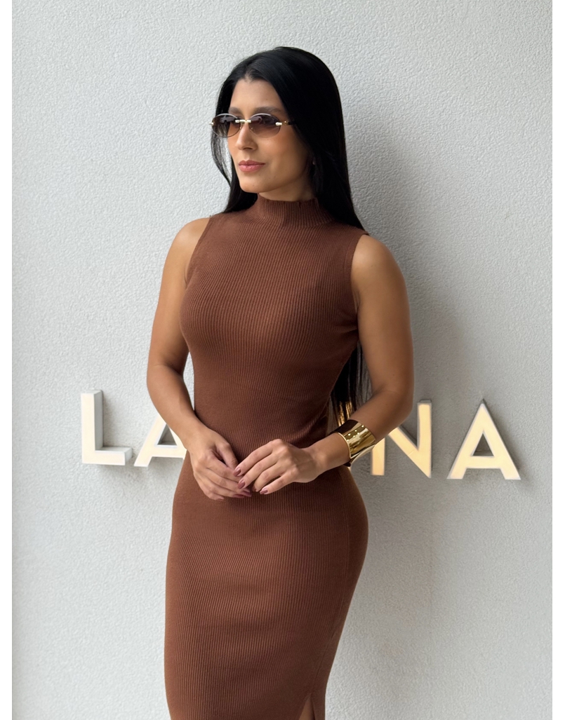 Vestido Midi Tricot Simone Café 