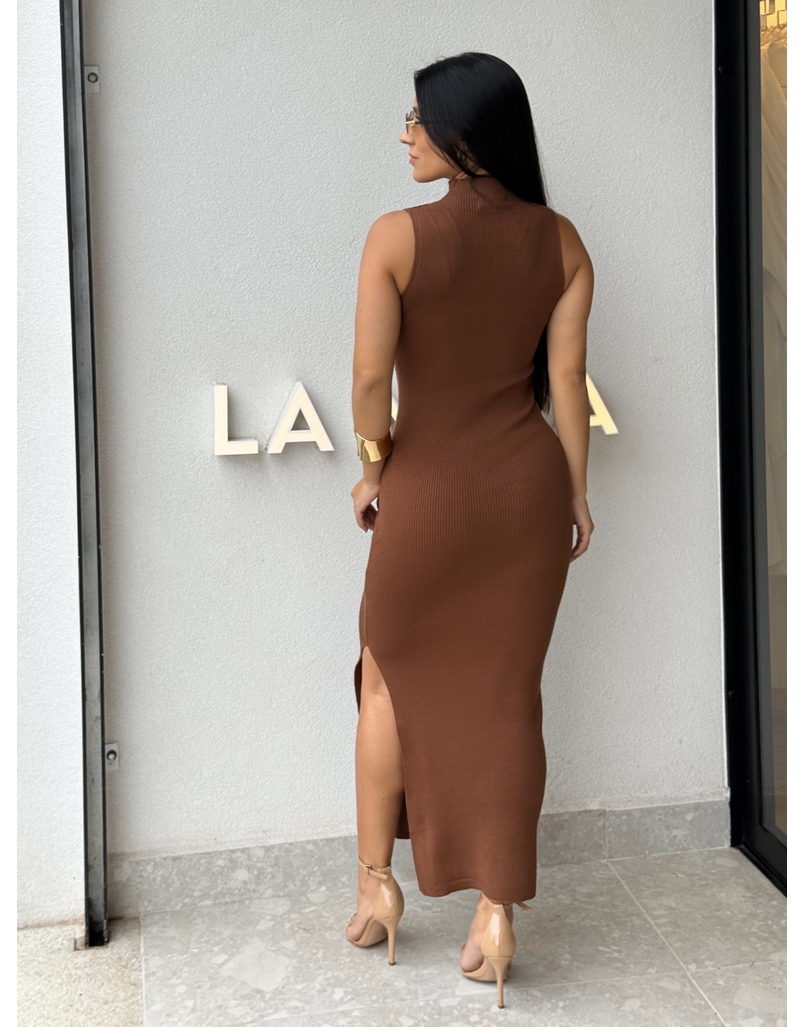 Vestido Midi Tricot Simone Café 