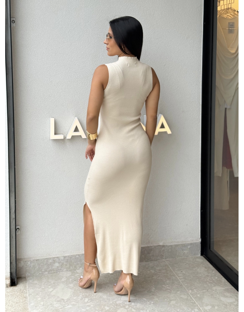 Vestido Midi Tricot Simone Areia