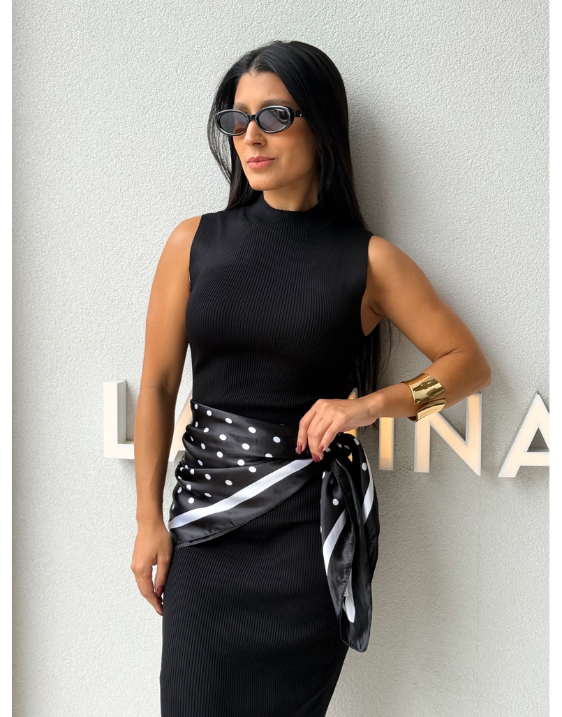 Lenço Cetim Poá Preto 