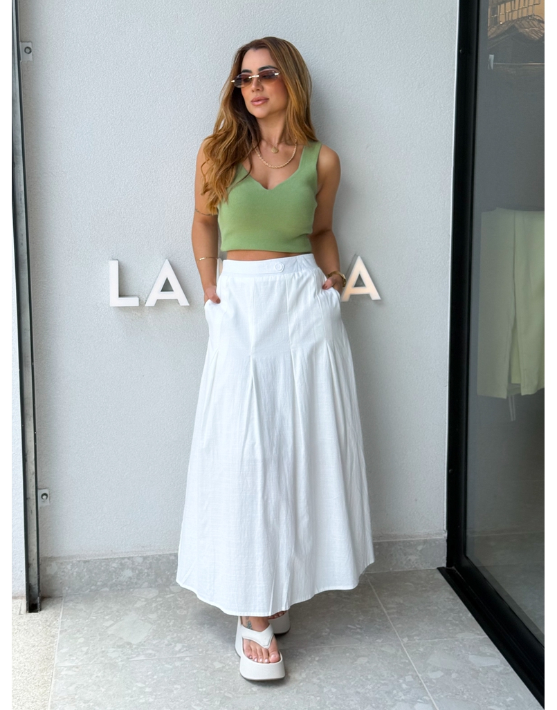 Saia Midi Linho Val Branca