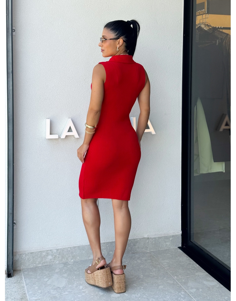 Vestido Gola Polo Chloe Vermelho