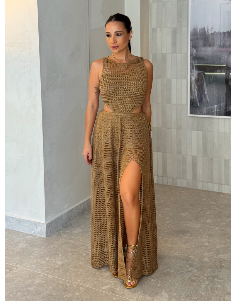 Vestido Tricot Rosane Dourado