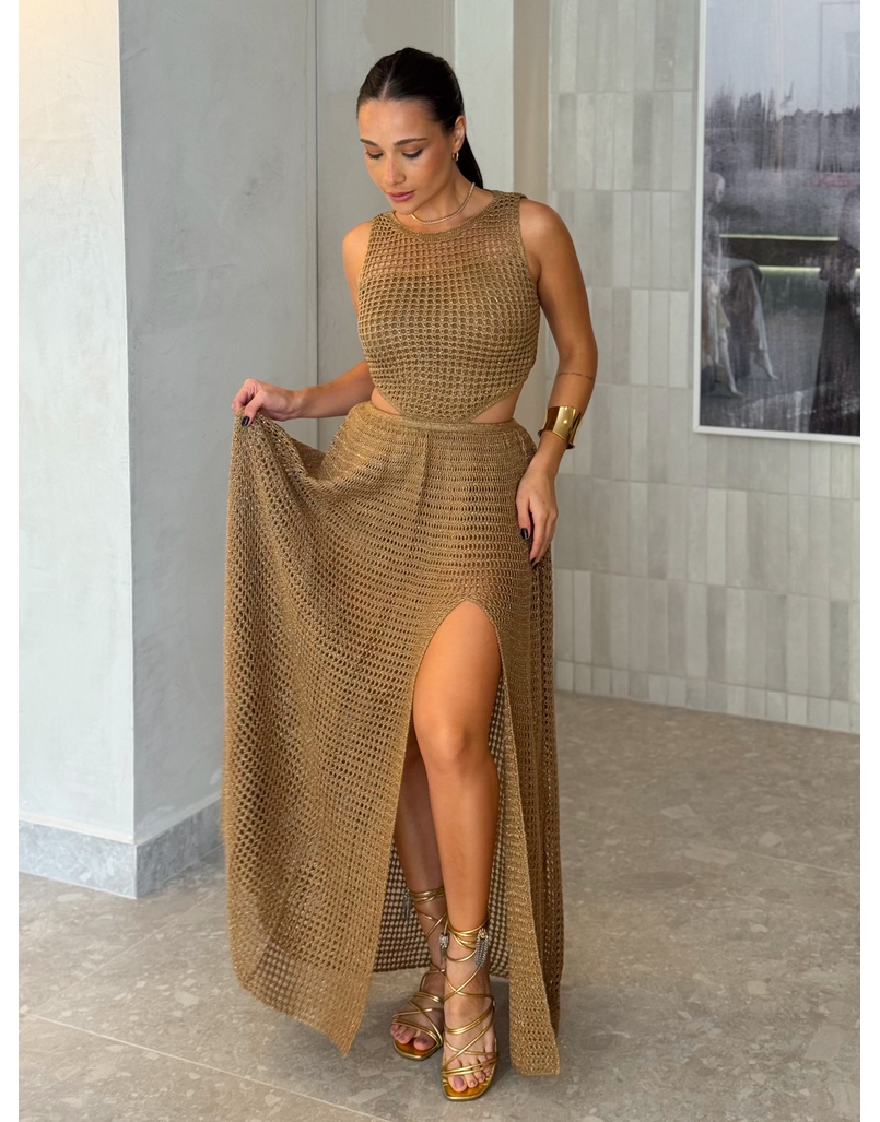 Vestido Tricot Rosane Dourado