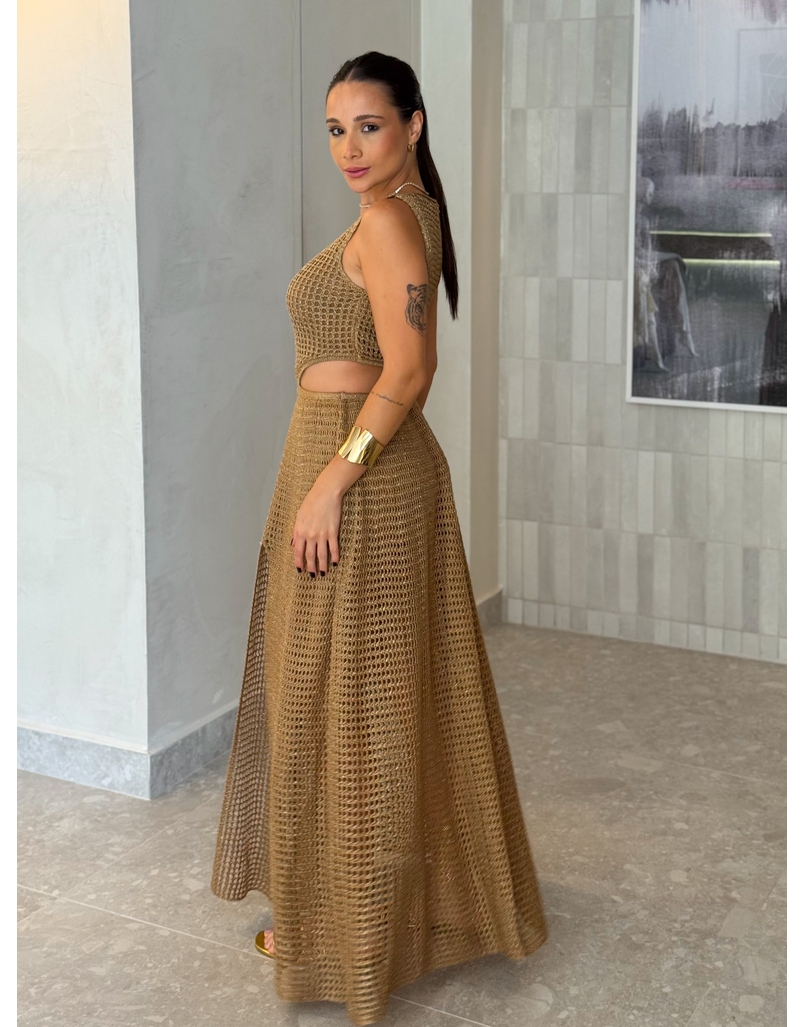 Vestido Tricot Rosane Dourado