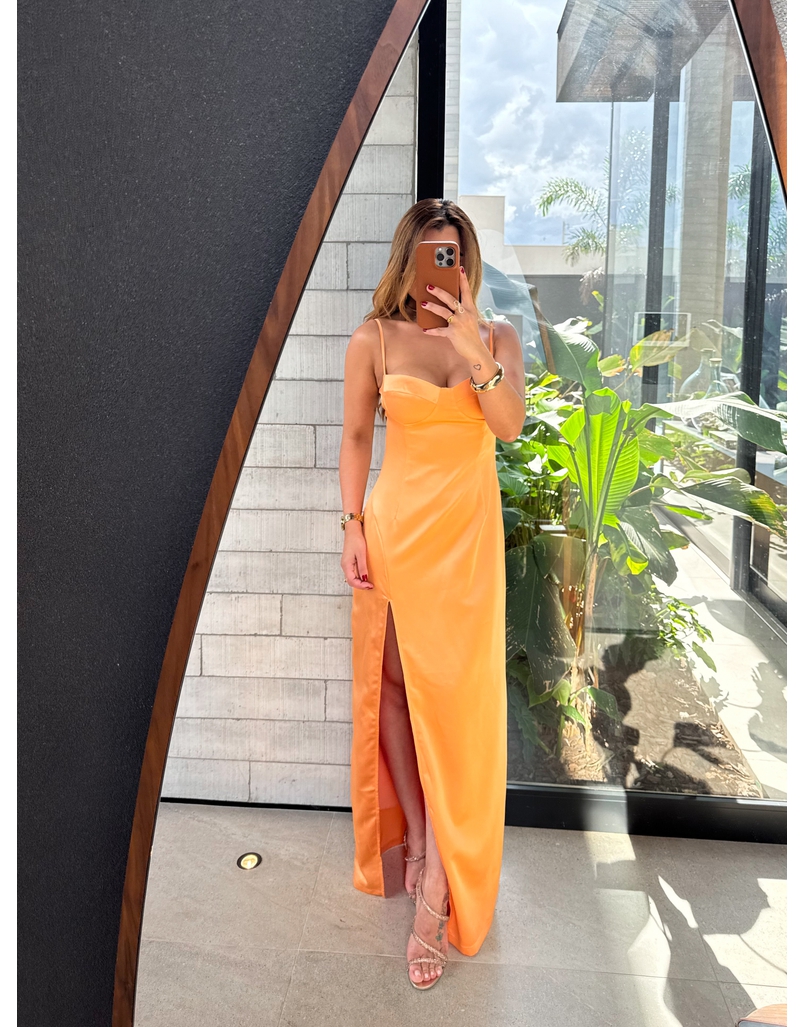 Vestido Acetinado Gabi Aperol