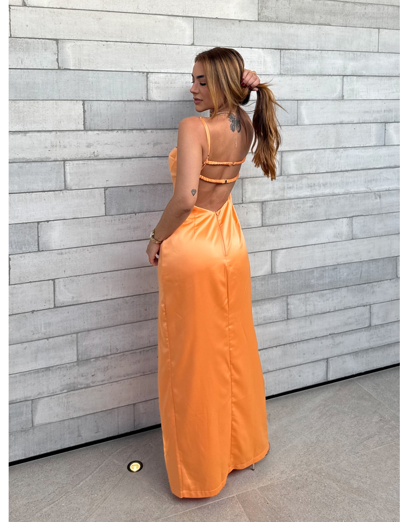 Vestido Acetinado Gabi Aperol