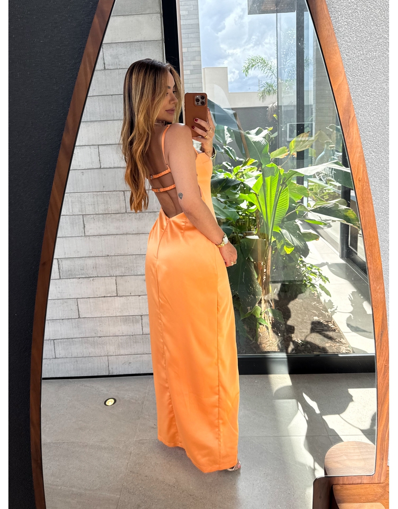 Vestido Acetinado Gabi Aperol