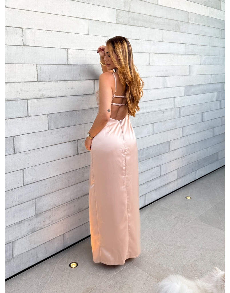 Vestido Acetinado Gabi Champagne