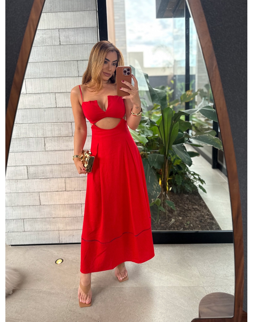 Vestido Midi Maraisa Vermelho 