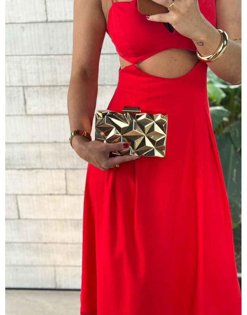 Clutch Geometrica Dourada 