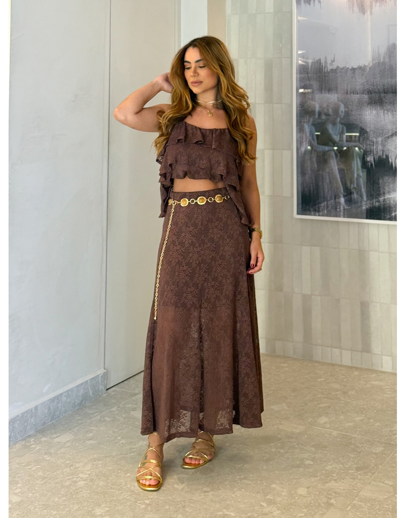 Conjunto Rendado Dara Café