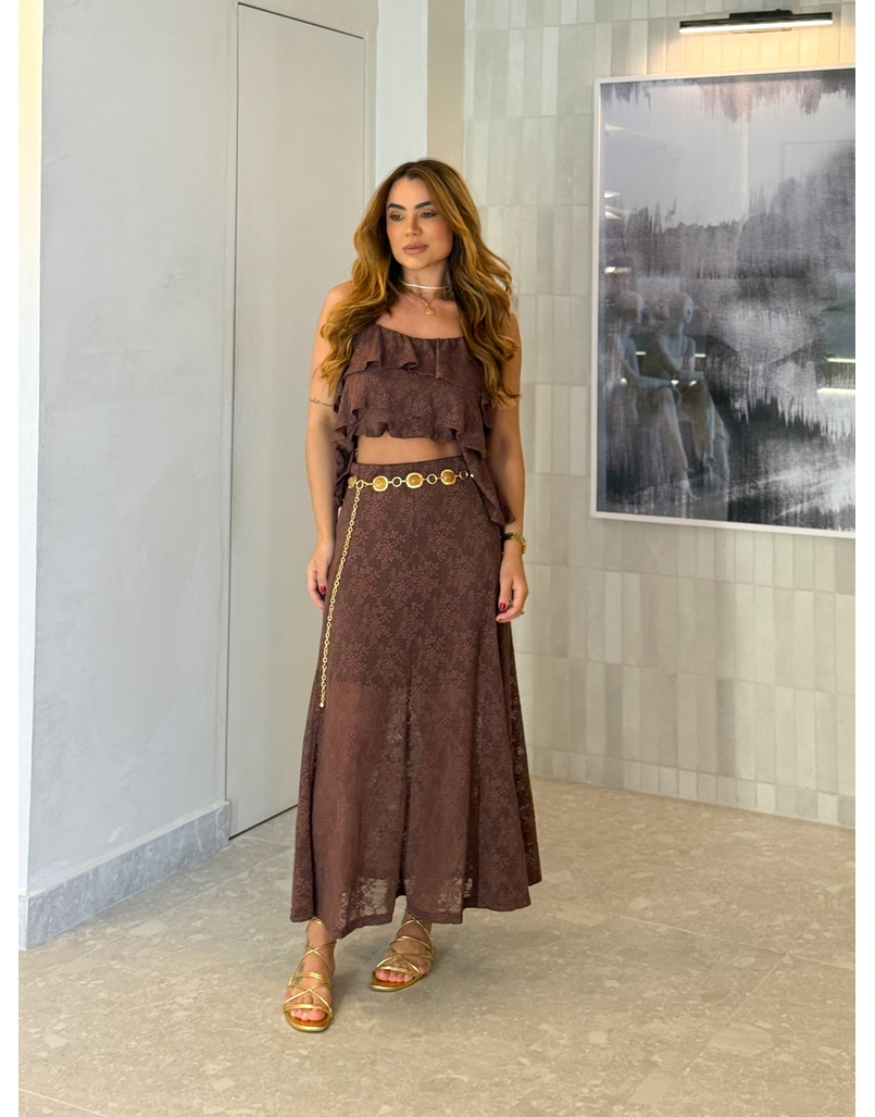 Conjunto Rendado Dara Café