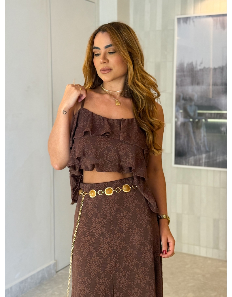 Conjunto Rendado Dara Café