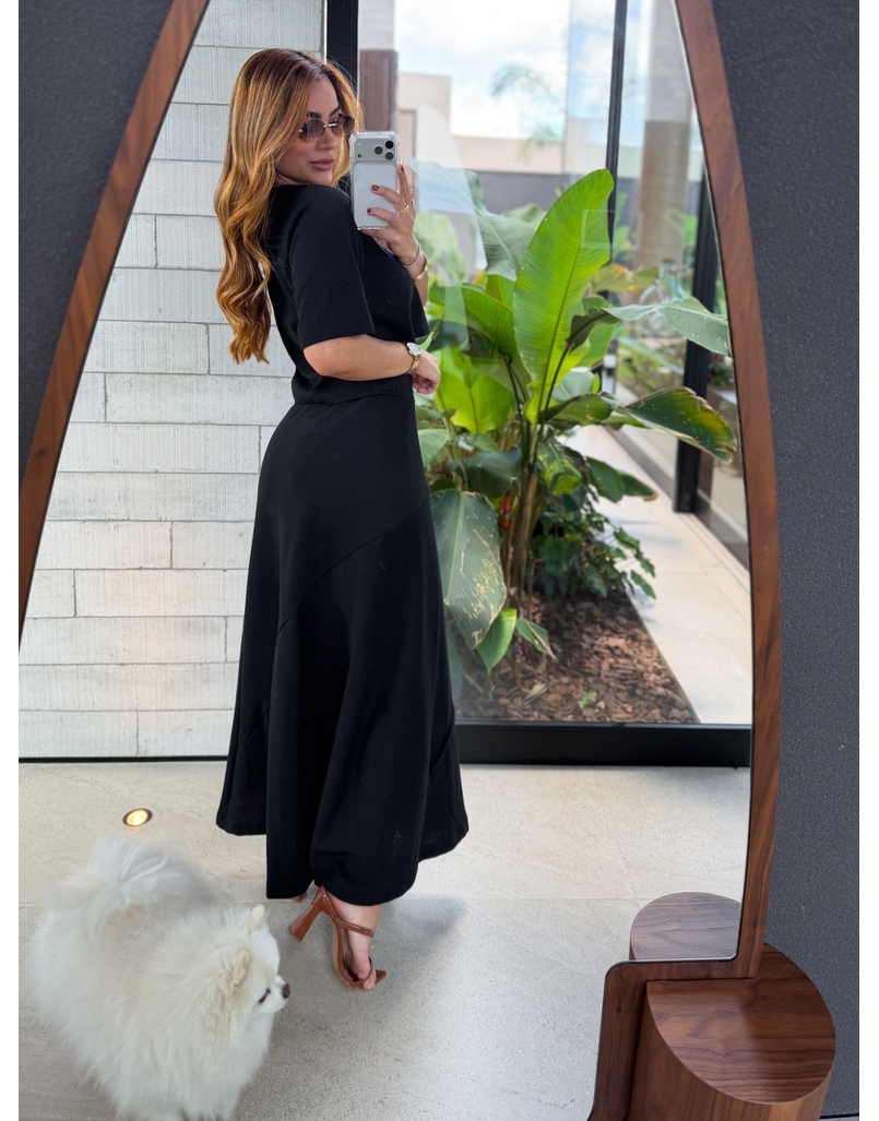 Conjunto Saia Assimétrica Brielle Preto