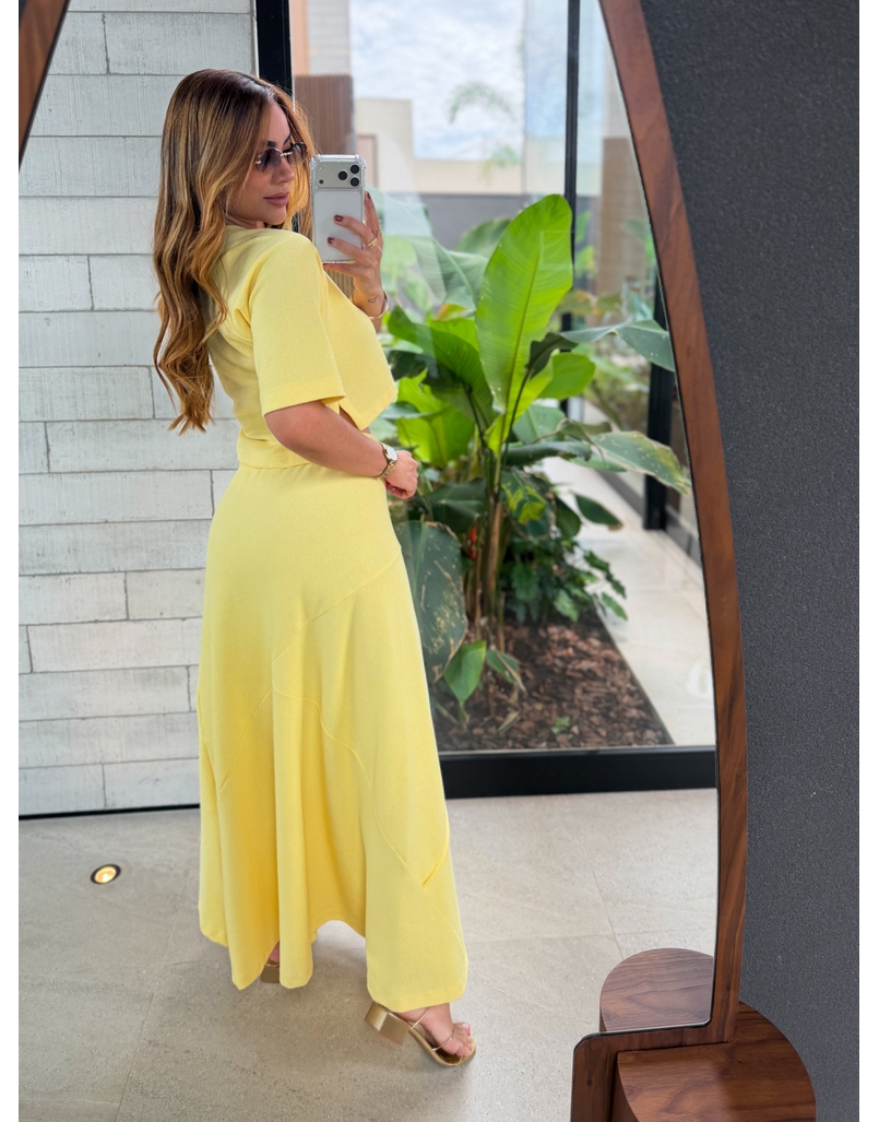 Conjunto Saia Assimétrica Brielle Amarelo