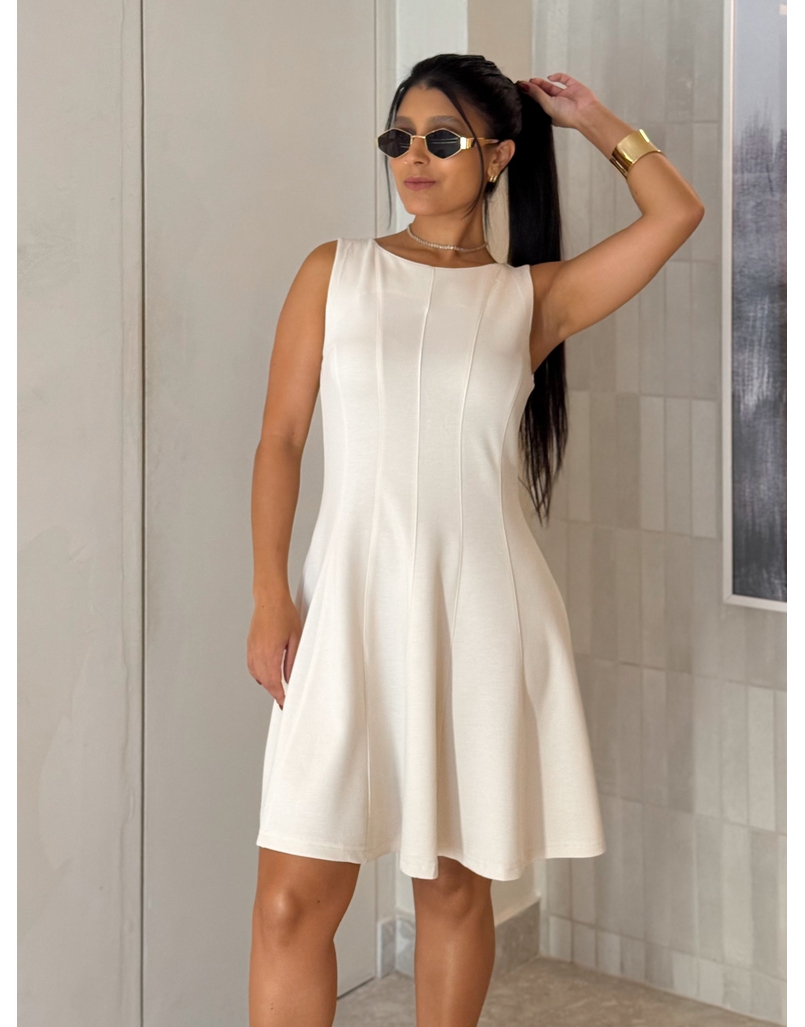 Vestido Regata Evasê Laila Marfim