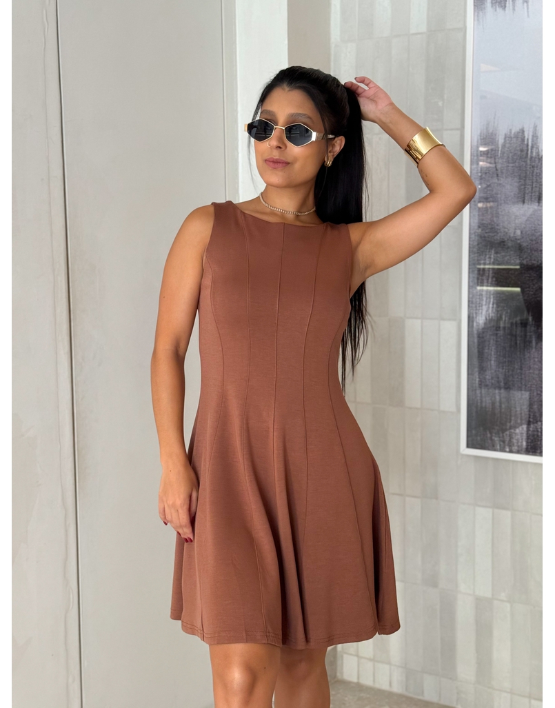 Vestido Regata Evasê Laila Marrom